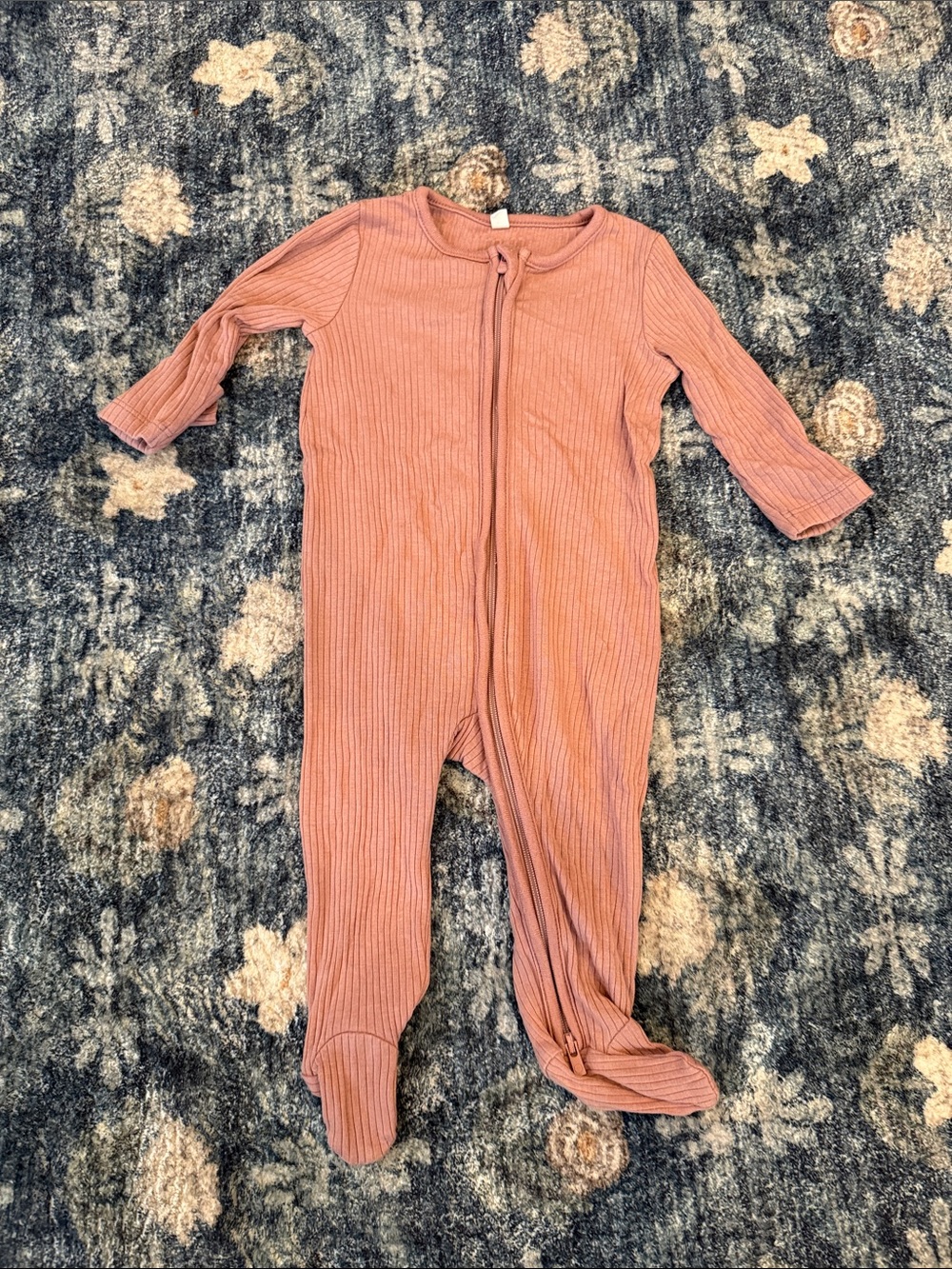 Mori Cotton and Bamboo Mauve Ribbed Footed Baby Pajama